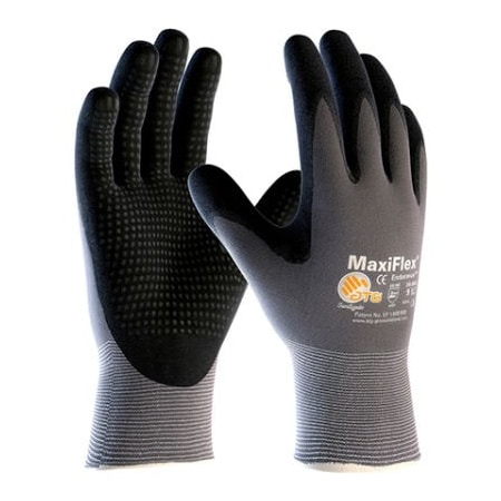 Pip PIP MaxiFlex Endurance Nitrile Dotted Palm Micro-Foam Gloves, XXS, Black, 1 Dozen 34-844/XXS